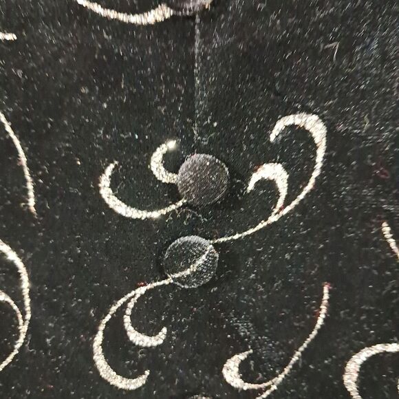 Vintage J.B.S. LTD Black Velvet Silver Sparkle Swing Jacket Size Large Buttoned - Picture 9 of 10